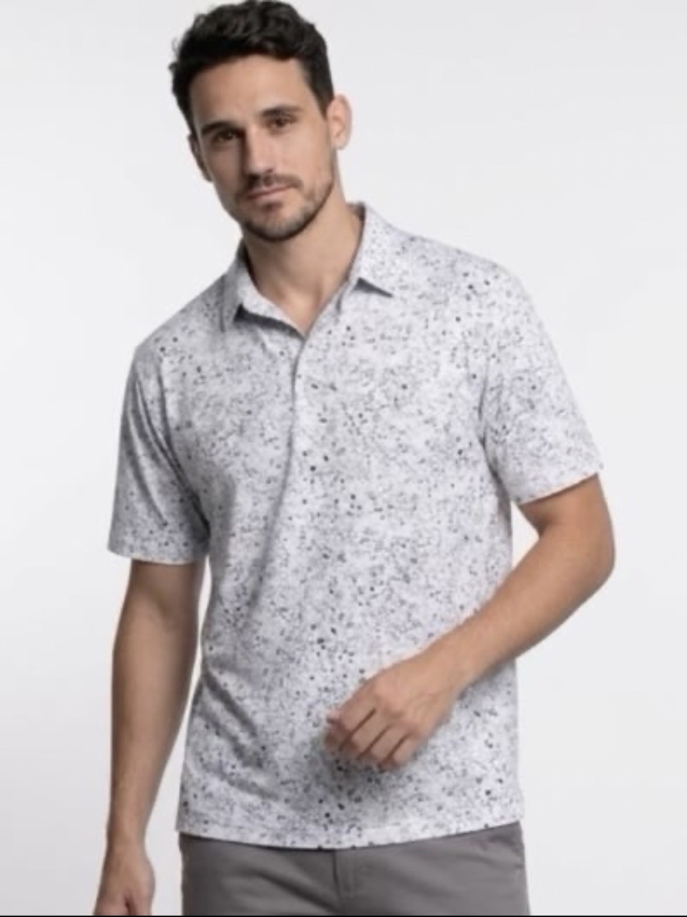 Dadcore Ben Hogan Performance Polo XL White Grey Abstract‎ Geometric Golf Shirt